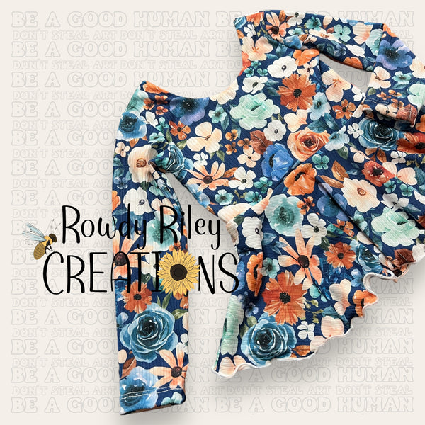 RTS- Rust and Royal Floral Peplum